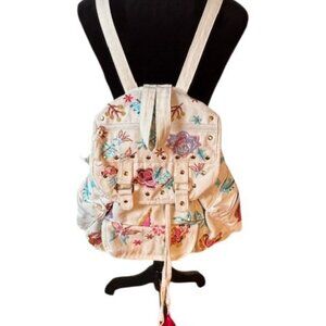 Stone Mountain Large Cotton Embroidered Sequined Boho Cottagecore Backpack EUC